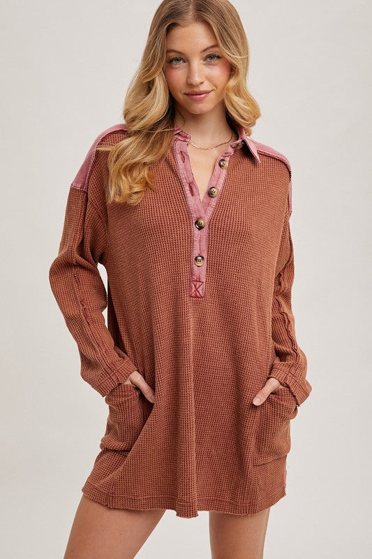 Waffle tunic shirt