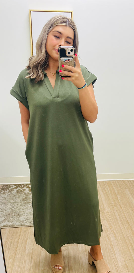 Olive Solid Midi