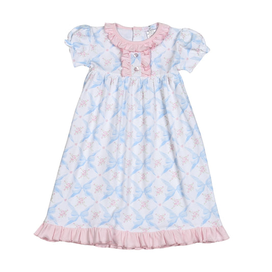Pima cotton blue bow night gown