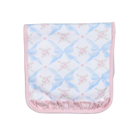 Blue bows burp cloth