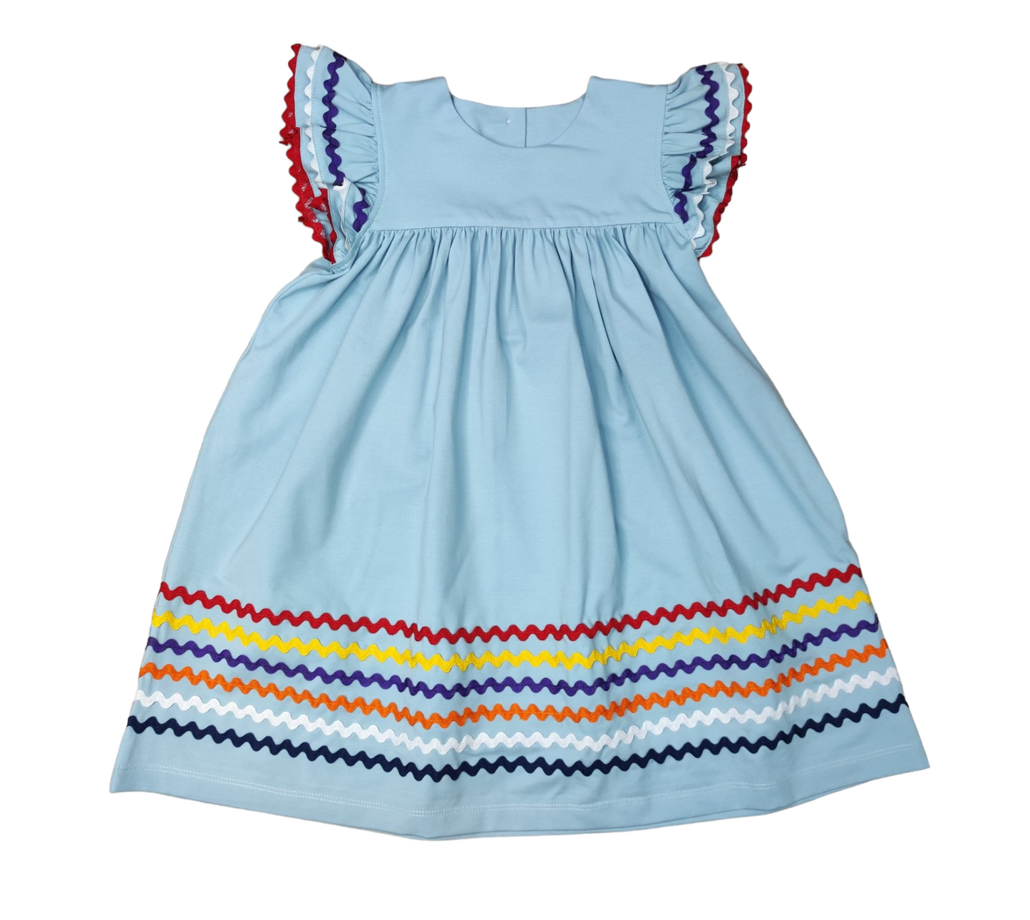 Light blue stripe ric rac dress