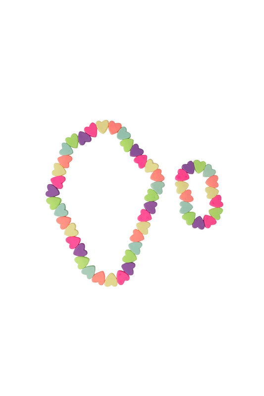 Sweet Tart Heart Necklace and Bracelet Set - GP
