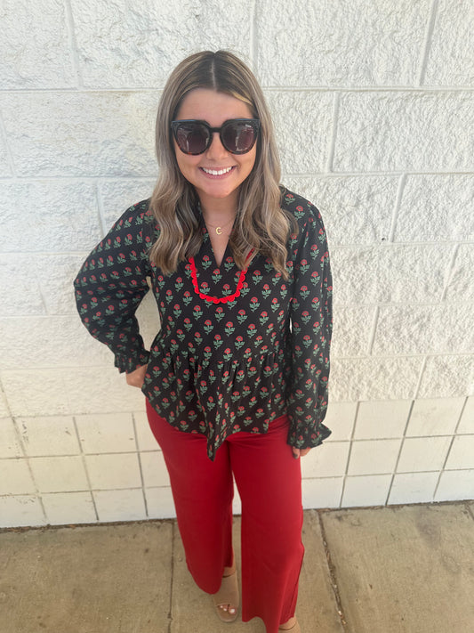 Black Poppy Blouse