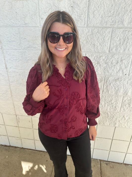 Maroon Bloom Blouse