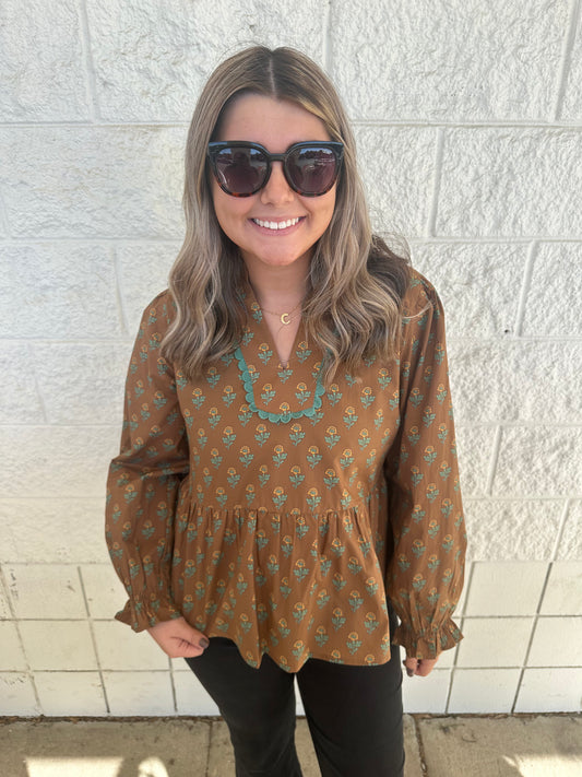Brown Poppy Blouse