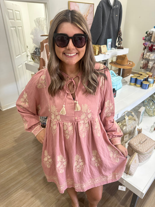 Rose Pink Embroidered Dress
