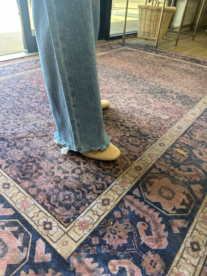 Charlotte buckle square toe flats