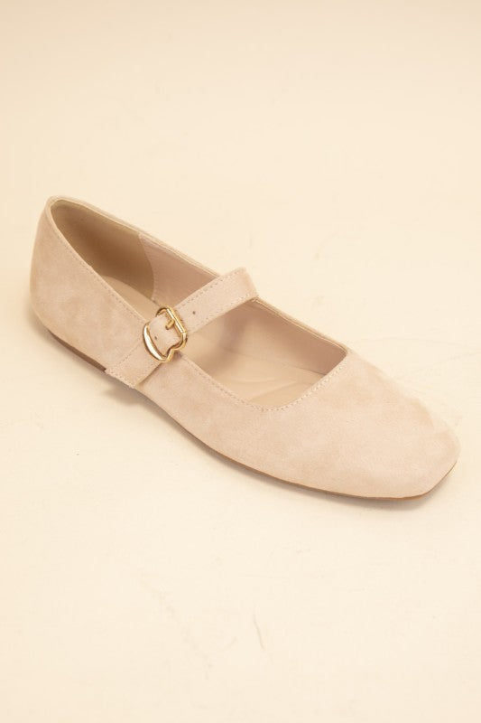 Charlotte buckle square toe flats
