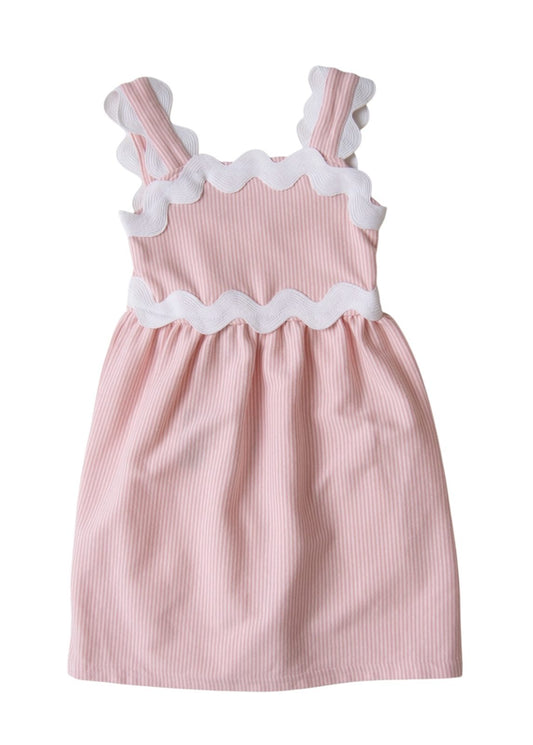 Reese Peach Stripe Ric Rac Dress
