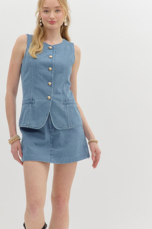 Dazzling Denim Skort Set
