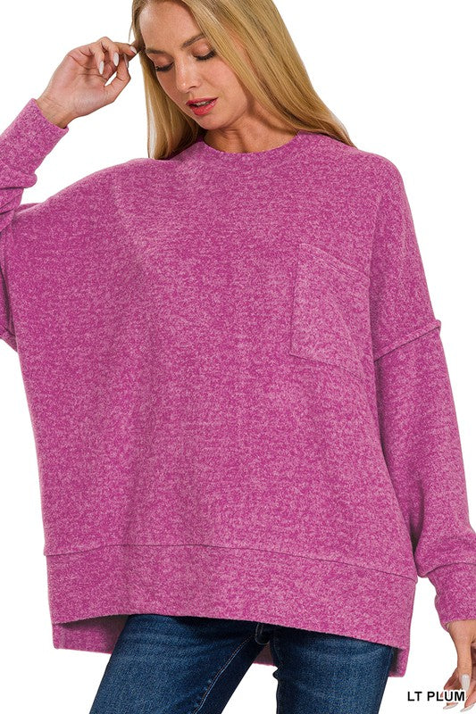 Light-weight Drop Shoulder Sweater- Light Plum