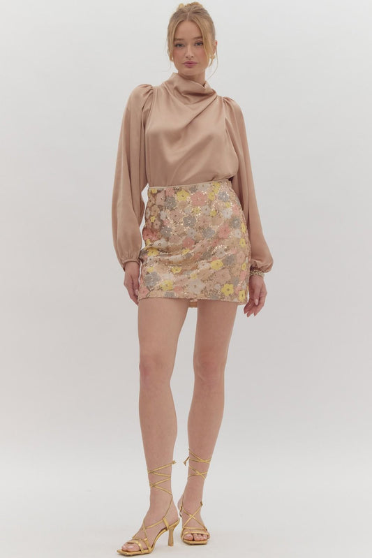 Champagne Flowers Skirt