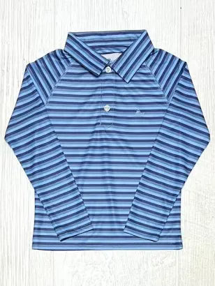 Blue striped boys polo