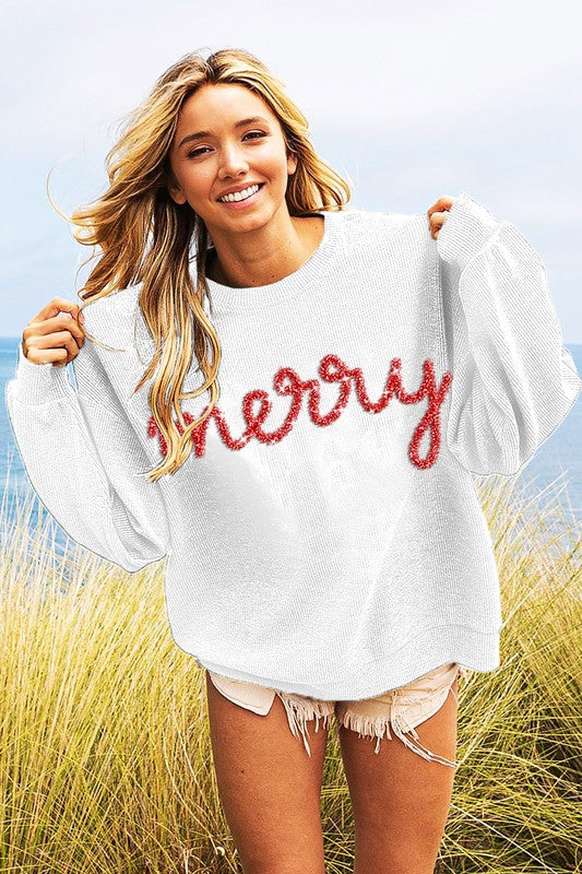 Tinsel merry white sweater