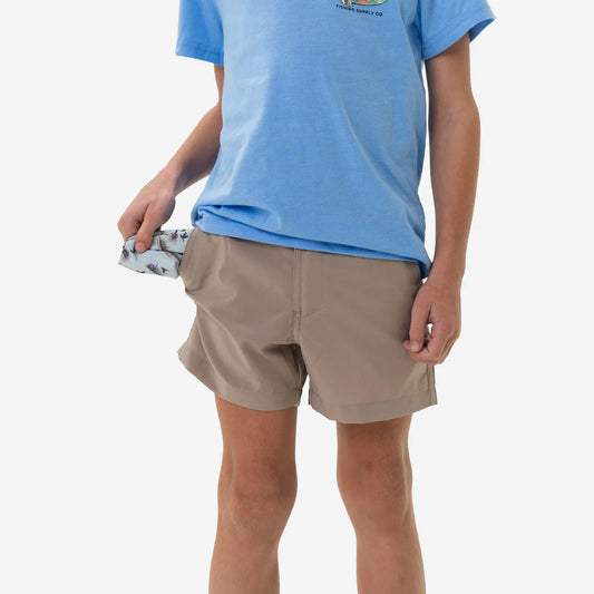 Youth Everyday Short - Cobblestone Khaki - Duck Hunt Pocket |Burlebo