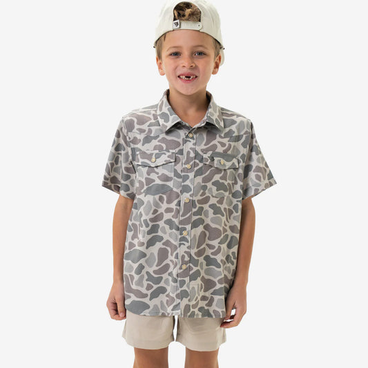 Youth Performance Western Shirt - Classic Deer Camo |Burlebo