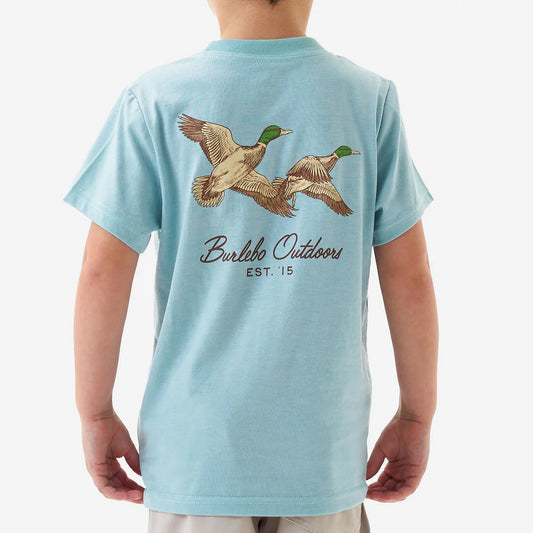 Youth Short Sleeve Tee - Flying Mallards - Sky Blue |Burlebo