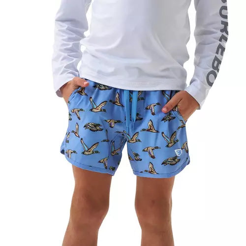 Youth Swim Trunk - Jumbo Mallards Blue |Burlebo