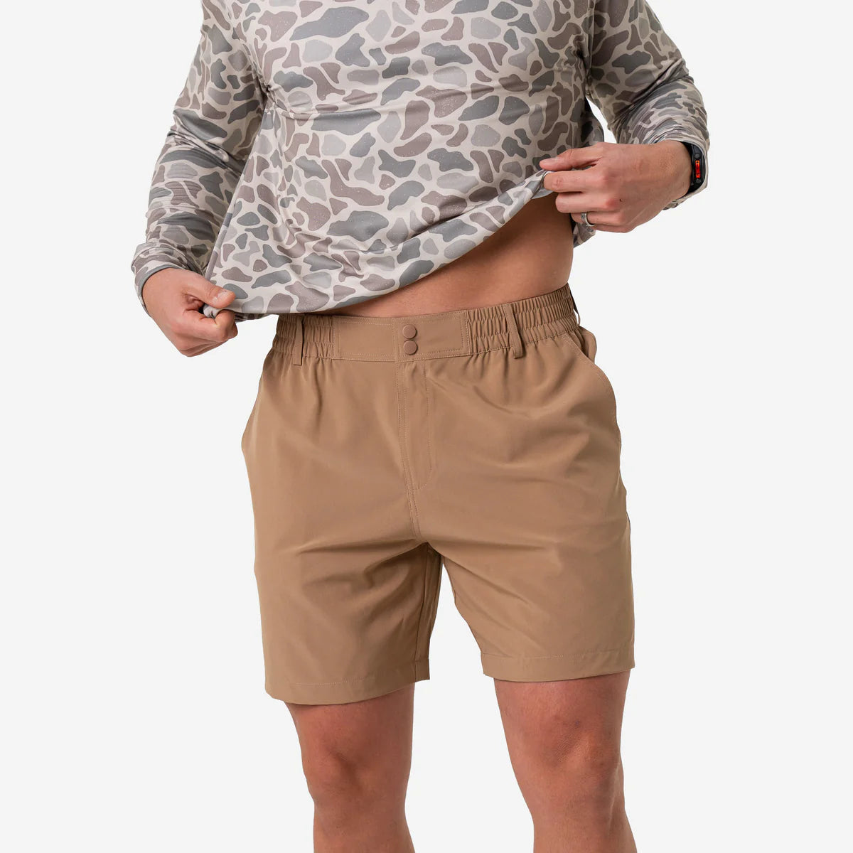 Everyday Short - Desert Tan - Flying Ducks Green Pocket 7” |Burlebo