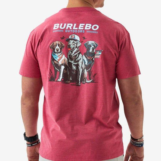Short Sleeve Tee - American Dogs - Heather Crimson |Burlebo