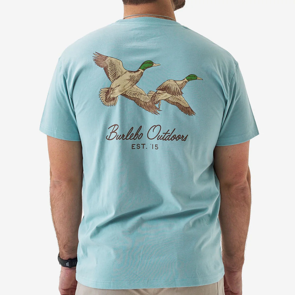 Short Sleeve Tee - Flying Mallards - Sky Blue |Burlebo