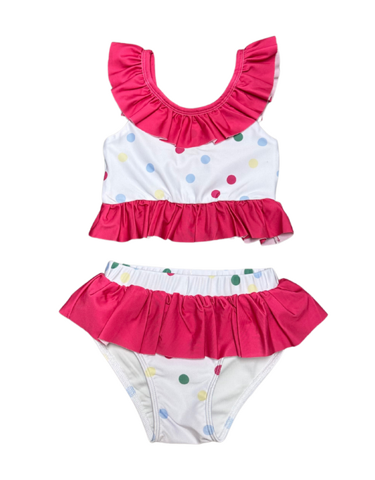 Colorful Polka Dot Two Piece Ruffle Swim Krewe