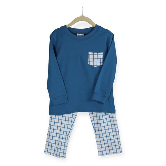 Blue Plaid Pant set