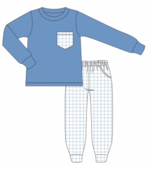 Blue Plaid Jogger set