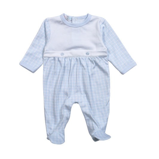 Baby Loren Blue Plaid Pima Romper