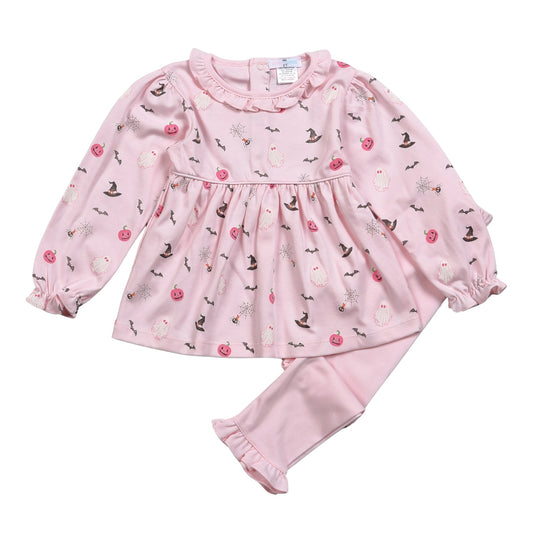 Baby Loren Halloween in Pink Pima pants set