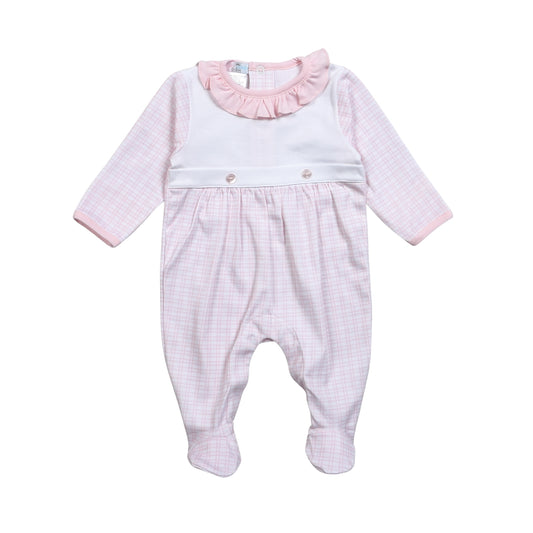 Baby Loren Pink Plaid Pima Romper