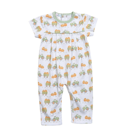 Baby Loren Tractors and Pumpkins Pima Romper