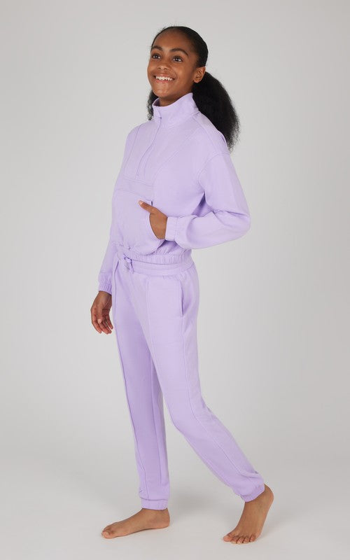 Lavender Scuba Half Zip Sweatshirt and Jogger Set