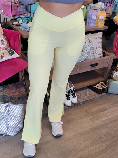 Lemon Crème Butter soft v waist flare yoga pants