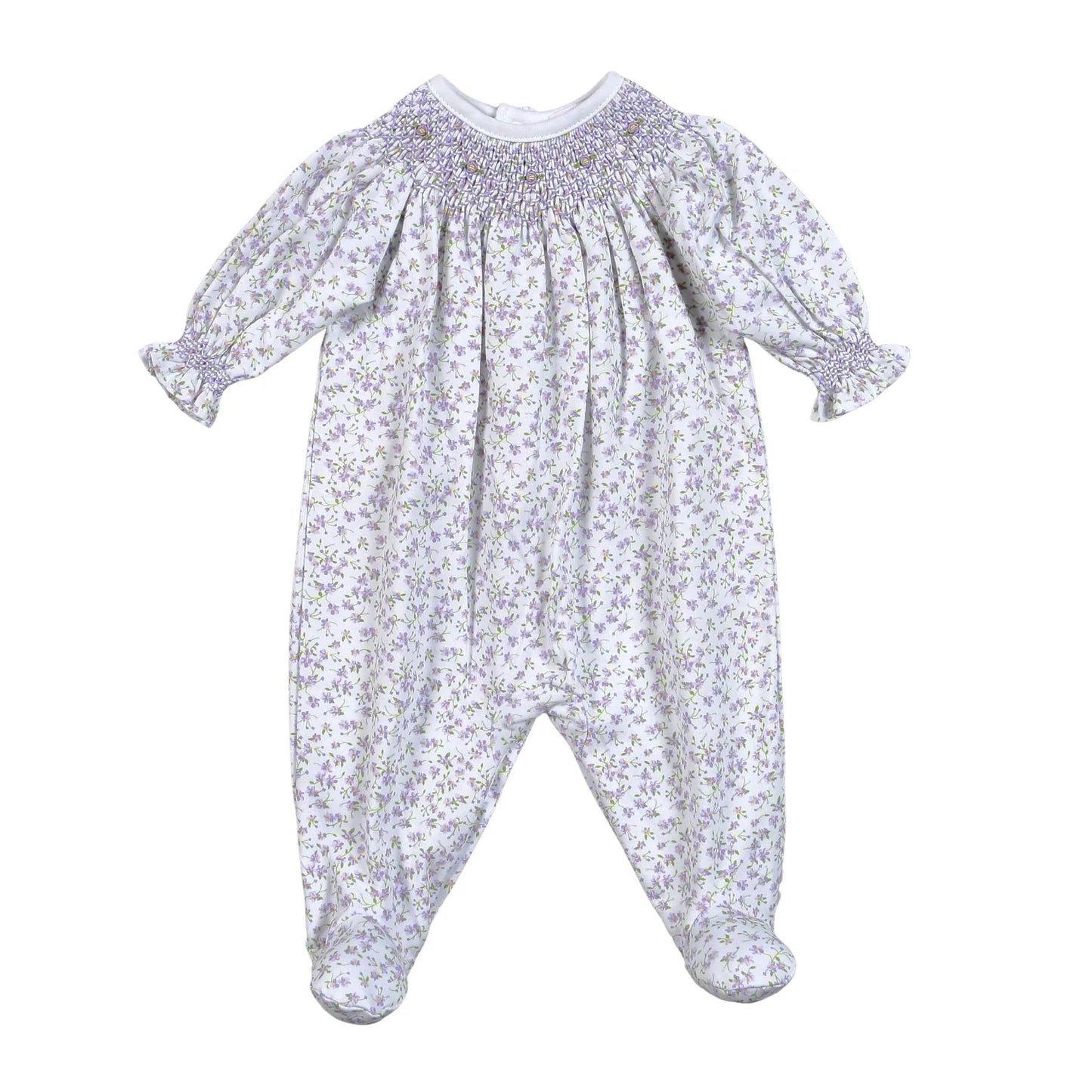 JOY FLORAL HAND SMOCKED BISHOP FOOTIE