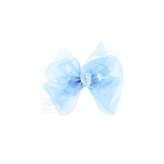 MILLENNIUM BLUE WATERPROOF BOW ON CLIP: 4.5" Large - 1.5" Ribbon on Alligator Clip