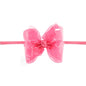 HOT PINK 1/4" PANTYHOSE HEADBAND W/WATERPROOF BOW: 4.5" Large - 1.5" Ribbon