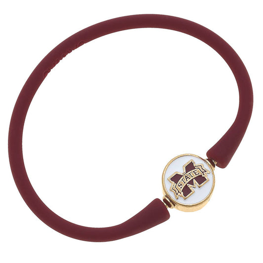 Mississippi State Bulldogs Enamel Silicone Bali Bracelet: Maroon