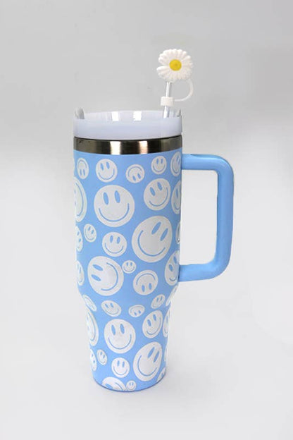 40oz STAINLESS STEEL TUMBLER SMILEY: SMILEY OFF WHITE