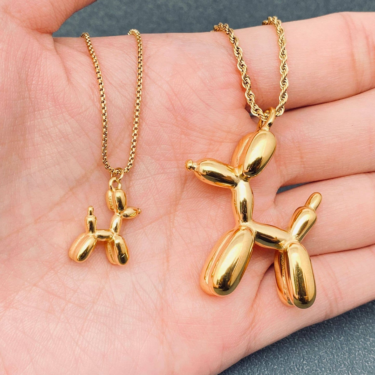 Balloon Dog 18K Gold-plated Stainless Steel Necklace - FGS: Large