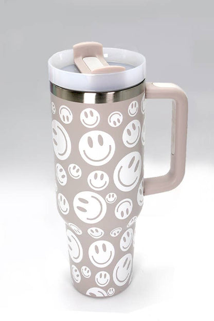 40oz STAINLESS STEEL TUMBLER SMILEY: SMILEY OFF WHITE