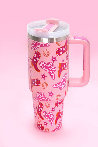 40oz STAINLESS STEEL TUMBLER ALL STYLES | TB40OZ: SMILEY FUCHSIA