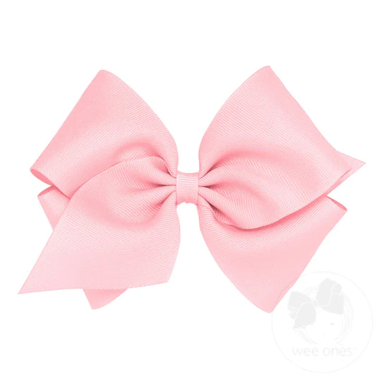 Pearl Pink King Classic Grosgrain Girls Hair Bow (Plain Wrap)