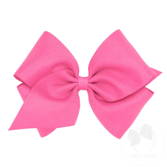 Pink King Classic Grosgrain Girls Hair Bow (Plain Wrap)