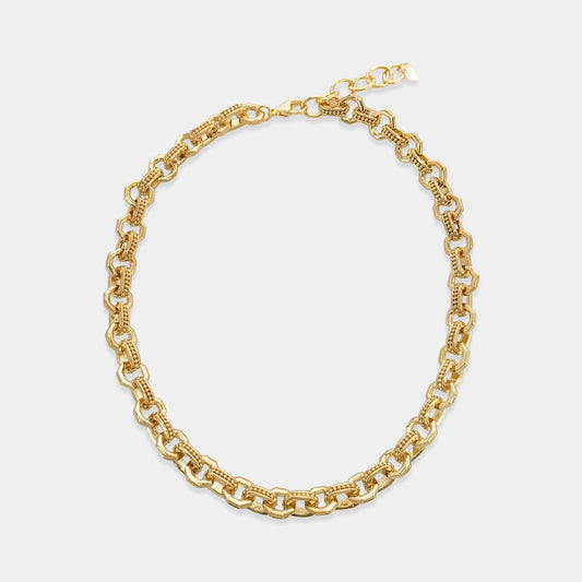 Octagon Chain Gold Plated Necklace