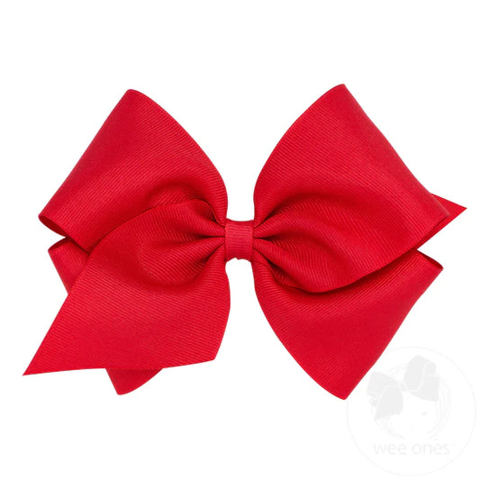 Red King Classic Grosgrain Girls Hair Bow (Plain Wrap)